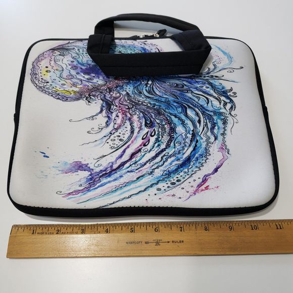 Jellyfish Soft Side Zippered Tablet Pouch Cover with Handle; Approx. 9 x 11 - Picture 4 of 7